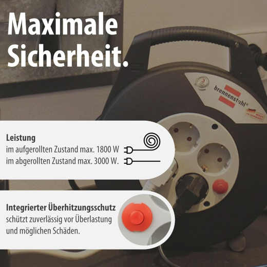 Brennenstuhl Vario Line Kabelbox 4-fach/Mini-Kabeltrommel
